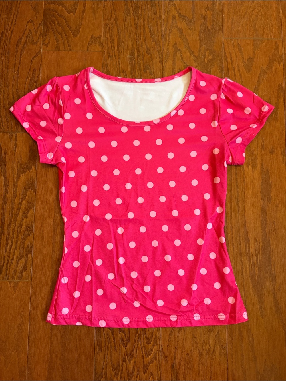 Women’s Pink Polka Dot Short Sleeve Top